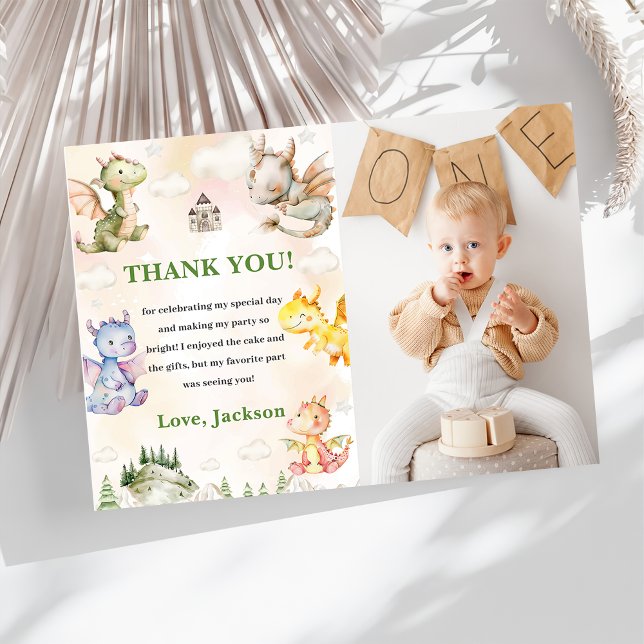 Watercolor Cute Dragon Carte de remerciements d'an (Créateur téléchargé)