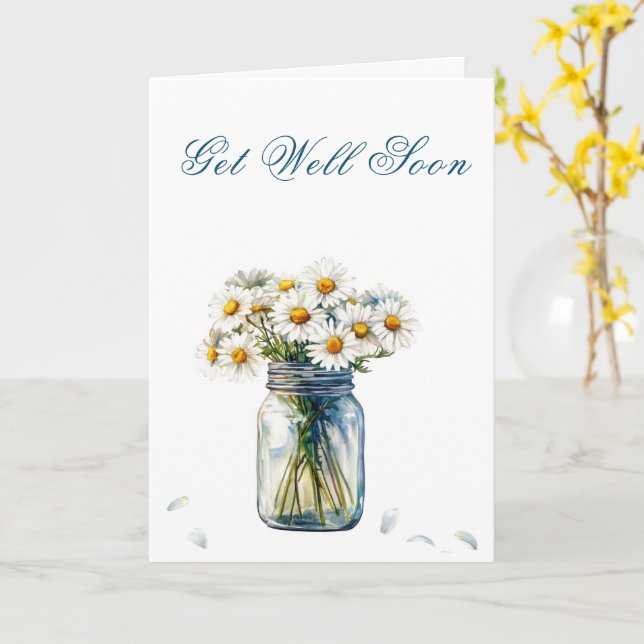 Watercolor Daisers Get Well Bientôt Carte avec Poe (Fleur jaune)