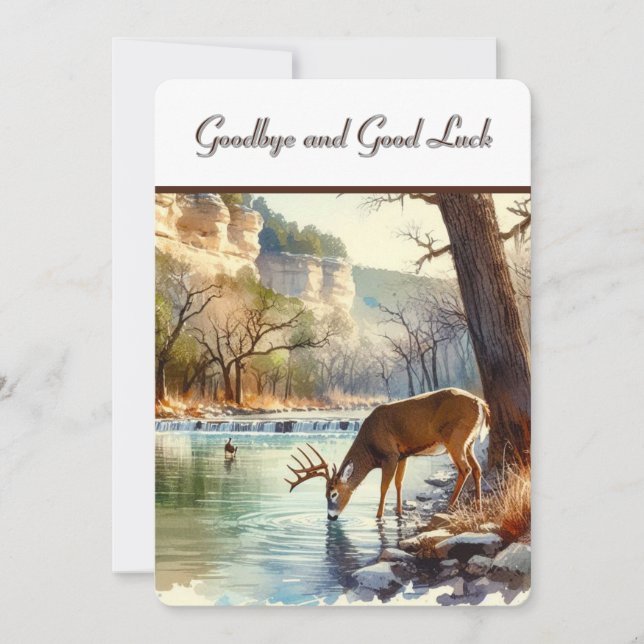 Watercolor Deer Doctor Goodbye Flat Carte de remer (Devant)