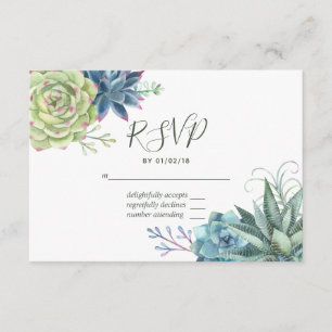 Watercolor Desert Cactus Succulents Mariage RSVP