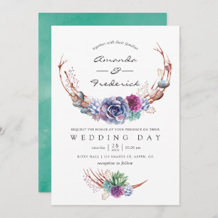 Watercolor Desert Succulents Faire-part de mariage