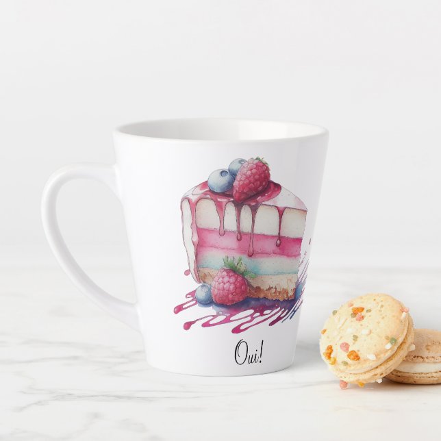 Watercolor Dessert Cake Oui ! Tasse latte (En situation)