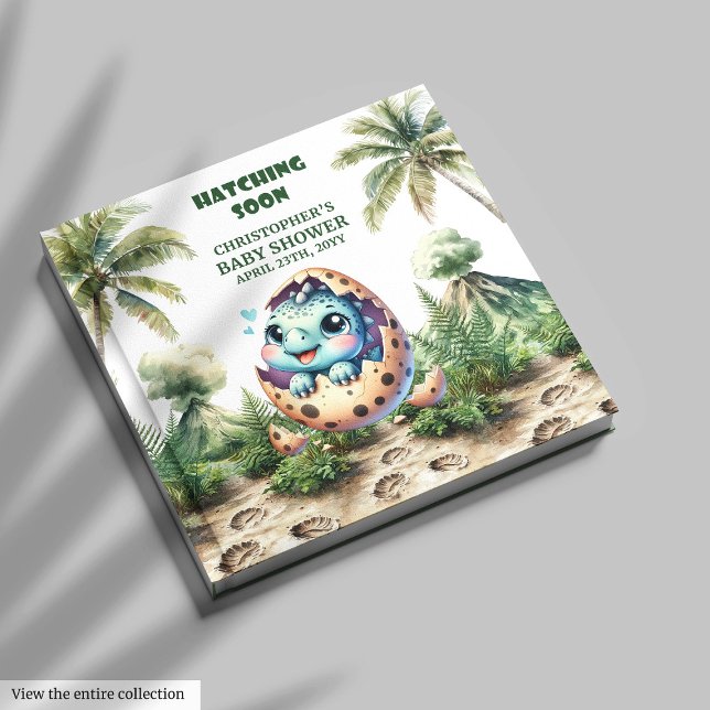 Watercolor Dino Hatching Bientôt Connexion Livre (Watercolor Dino Hatching Soon Sign-In Book)