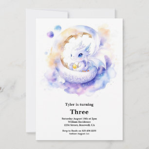Watercolor Dragon Invitation Anniversaire