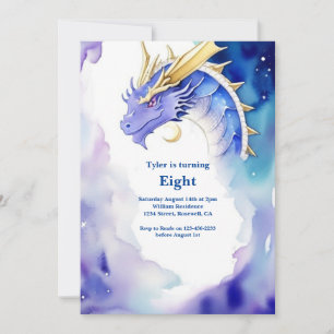 Watercolor Dragon Invitation Anniversaire