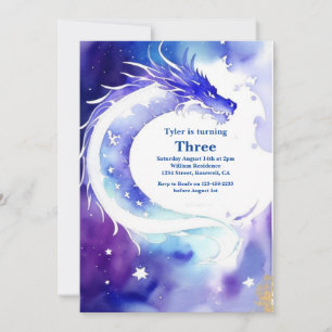 Watercolor Dragon Invitation Anniversaire
