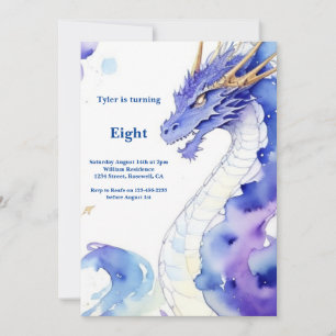 Watercolor Dragon Invitation Anniversaire