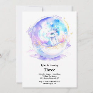 Watercolor Dragon Invitation Anniversaire