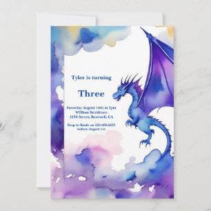 Watercolor Dragon Invitation Anniversaire