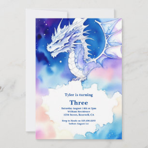 Watercolor Dragon Invitation Anniversaire