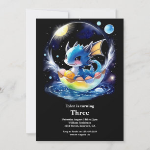 Watercolor Dragon Invitation Anniversaire
