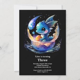 Watercolor Dragon Invitation Anniversaire