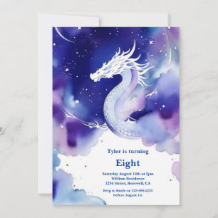 Watercolor Dragon Invitation Anniversaire