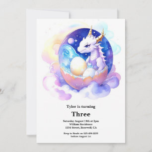 Watercolor Dragon Invitation Anniversaire