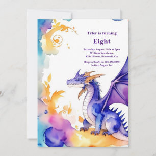 Watercolor Dragon Invitation Anniversaire