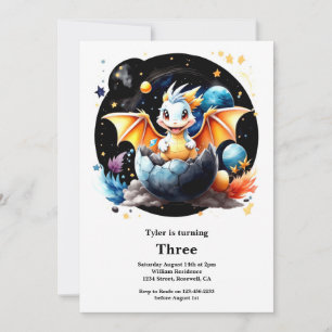 Watercolor Dragon Invitation Anniversaire