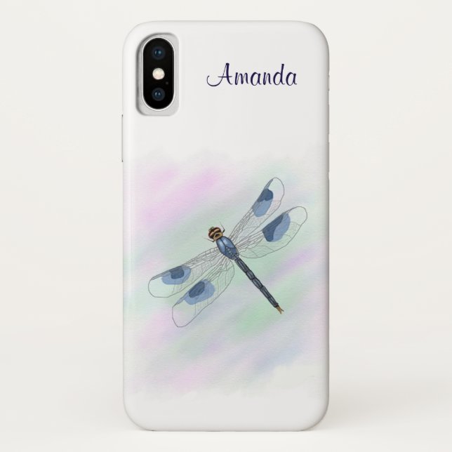 Watercolor Dragonfly iPhone X Coque (Dos)