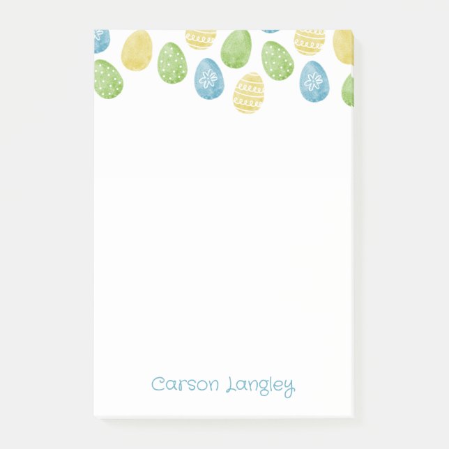 Watercolor Easter Egg Post-It Notes (Devant)