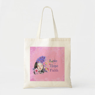 watercolor faith hope love tote bag