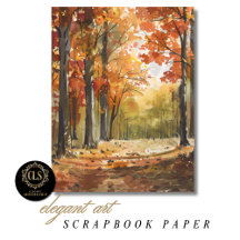 Watercolor Fall Forest Scrapbook Paper 