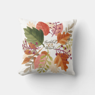 Watercolor Fall Thanksgiving Coussin réversible