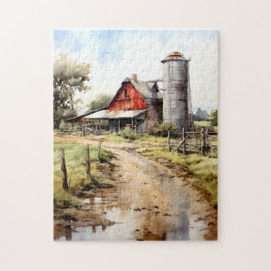 Watercolor Farmhouse avec Puzzle Silo