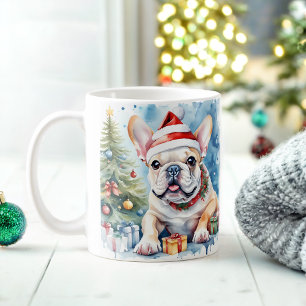 Watercolor Festive French Bulldog Christmas Mug