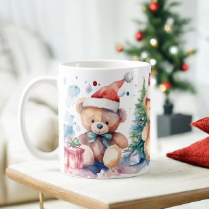 Watercolor Festive Nounours Christmas Mug