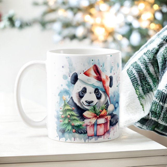 Watercolor Festive Panda Christmas Mug (Créateur téléchargé)