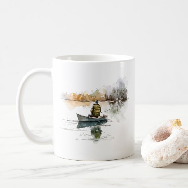 Watercolor Fishing Lake - Fishman Mug (Avec donut)