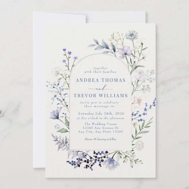 Watercolor Fleur sauvage Floral Wedding Invitation (Devant)