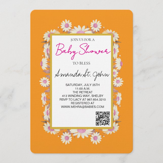 Watercolor Floral Baby Shower Invitation (Devant)