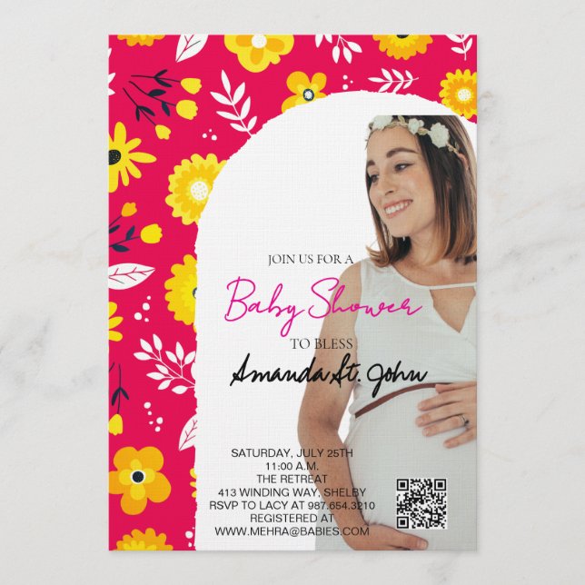 Watercolor Floral Baby Shower Invitation (Devant)