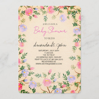 Watercolor Floral Baby Shower Invitation