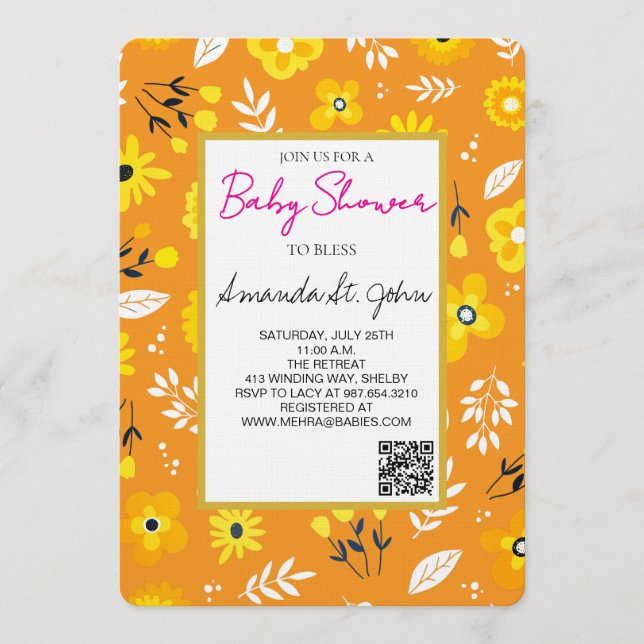 Watercolor Floral Baby Shower Invitation (Devant)