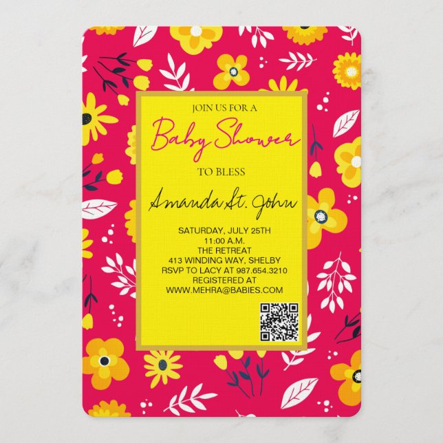 Watercolor Floral Baby Shower Invitation (Devant)