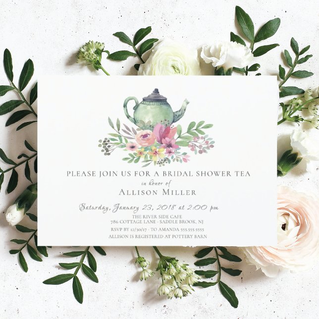 Watercolor Floral Bridal Tea Party Invitation (Créateur téléchargé)