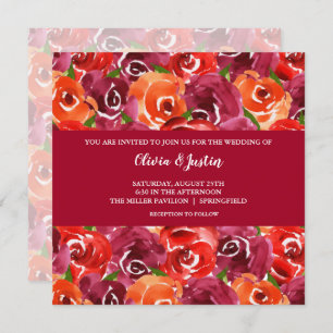 Watercolor Floral Collage Invitations de mariage