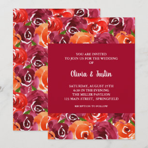 Watercolor Floral Collage Invitations de mariage