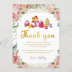 Watercolor Floral Garden Tea Party Carte de remerc