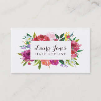 Watercolor Floral Hair Styliste Cartes de rendez-v