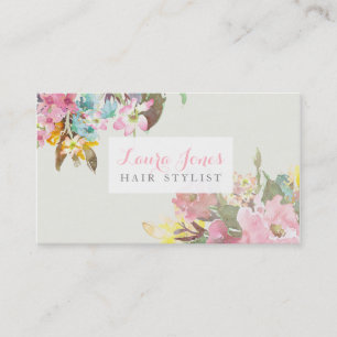 Watercolor Floral Hair Styliste Cartes de rendez-v