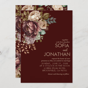 Watercolor floral hiver mariage Invitation