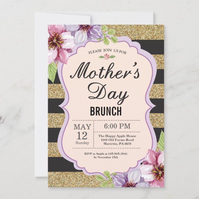 Watercolor Floral Mothers Day Brunch Invitation (Devant)