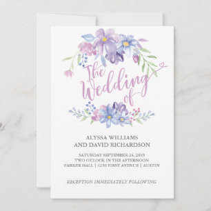 Watercolor Floral Peony Wreath   Carte Mariage