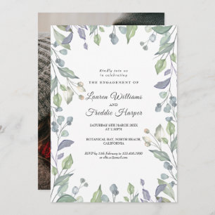 Watercolor Floral Photo Fiançailles Invitation