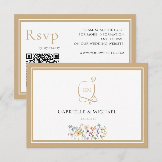 Watercolor Floral RSVP Wedding Enclosure Cards (Devant / Derrière)