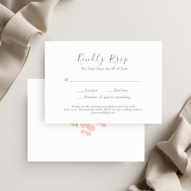 Watercolor Floral Script Wedding  RSVP Card (Créateur téléchargé)