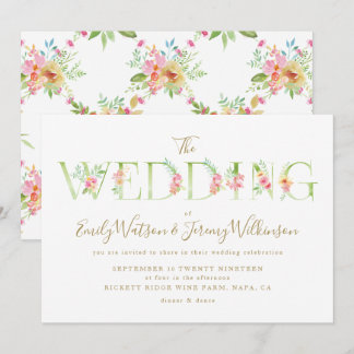 Watercolor Floral Spring Wedding Invitation