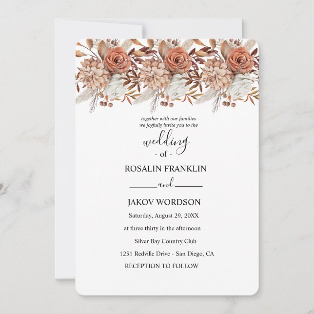 watercolor floral wedding Invitation (Devant)